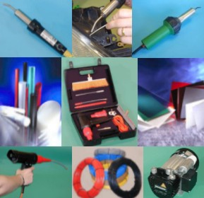 Plastic welding torches and accessories, Plastic material in sheet or rod form, high voltage spark testers